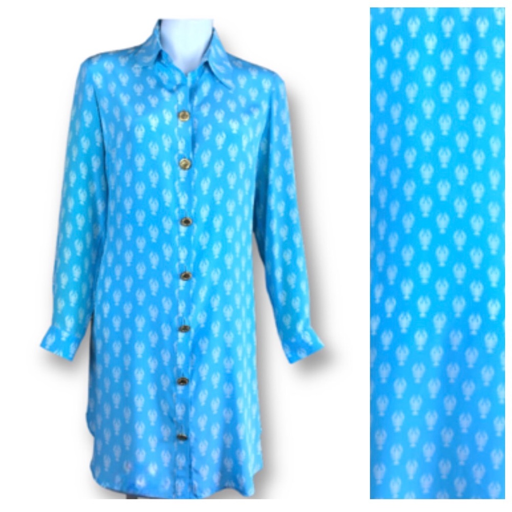 Blue Button-Down Swim Coverup